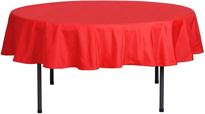 Efavormart Round Tablecloth, 70 Inch Stain & Wrinkle Resistant Washable Table Cloth, Decorative Polyester Fabric Table Cover for Banquet, Wedding, Dining- Red