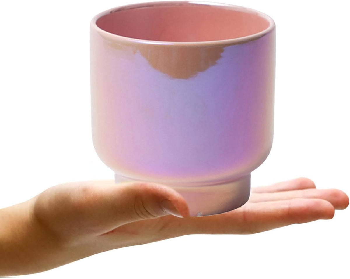 LB Pink Purple Ceramic Planters for Indoor Plants, Succulent Plant Pots Ceramic Plant Pot, Cute Flower Pots for Living Room Office Home Decor, Round Flower Pot of 4.3 Inch(Plant Not Included)