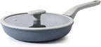 Nonstick Ceramic Frying Pan with Lid, Non Toxic Skillet, Healthy Egg & Omelet & Chef's Pan, PTFE PFOA & PFAS Free, Induction Compatible (8Inch W/L)