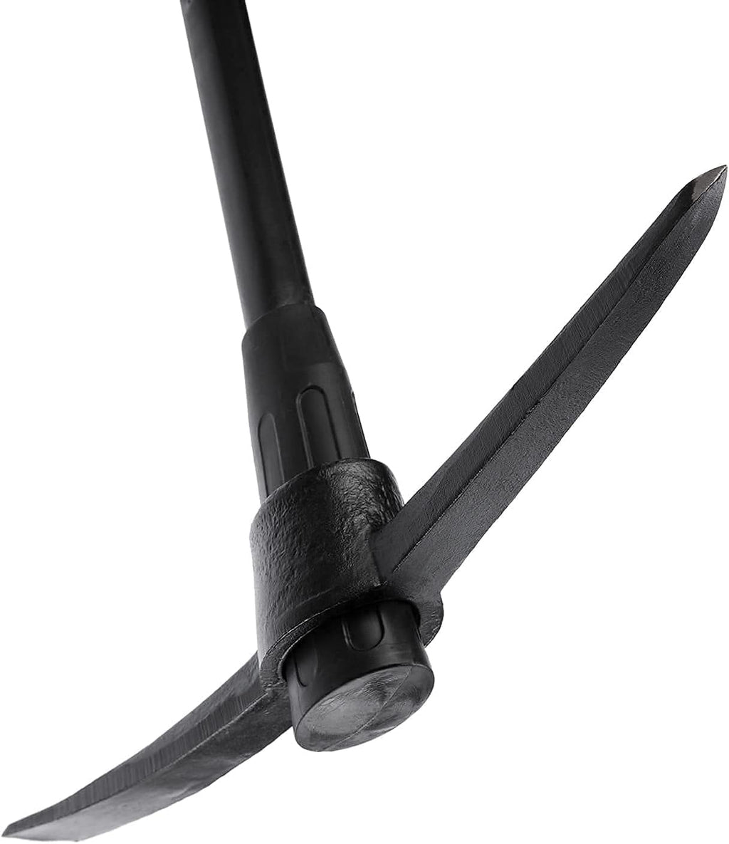 INTERTOOL Pick Axe for Digging - 36” Heavy Duty Garden Mattock Pickaxe - Rust Resistant Steel with Adze Hoe & Shock Absorbing Fiberglass Anti-Slip Handle - Cultivate, Loosen Soil, Dig - HT08-0305