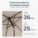 6.5' x 10' Rectangular Patio Umbrella Large Outdoor Market Umbrella w/UV Protection, Push Button Tilt and Crank Lift, Rectangle Table Umbrella for Garden, Deck, Pool, Patio, Beige