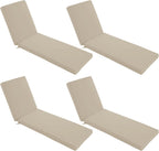 Chaise Lounge Cushions Outdoor Set of 4 - Waterproof and Fade Resistant Sun Lounger Replacement Cushion - Patio Lounger Pads with Removable Cover for Pool, Deck, Lawn, 72 x 21 x 3 Inch, Cream