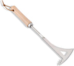 Crack Weeder, 13.4" Stainless Steel Crevice Weeding Tool with Wood Handle, L-Shaped Side-Walk Weed Puller Spatula, for Garden Lawn Yard Patio Terrace Paving Moss, Small Gardening Tool
