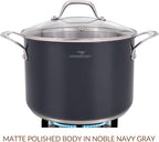 HOMICHEF 10-Piece Nickel Free Stainless Steel Cookware Set Navy Gray - Nickel Free Stainless Steel Pots and Pans Set - Healthy Non-Toxic Induction Cookware Sets