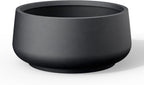 Kante 16.1" Dia Round Curvy Concrete Planter, Large Plant Pots with Drainage Hole and Rubber Plug for Indoor Outdoor Plants, Flower Pot for Home Garden Patio Porch, Black