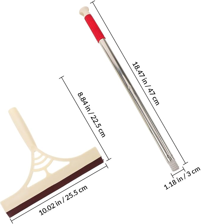 Multifunctional Glass Door Squeegee with Long Handle, Dry and Wet Use Floor and Mirror Cleaner for Bathroom Shower Windows, Khaki Household Water Scraper