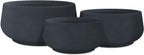 Kante 21.6",16.9",and 12.5" Dia Round Charcoal Elegant Planters (Set of 3), Outdoor Indoor Garden Plant Pot with Drainage Hole and Rubber Plug for Home & Patio