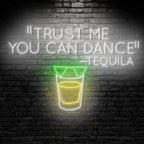 Trust Me You Can Dance Tequila Neon Sign, 22" Tequila Led Light Sign, Cocktail Neon Light, Bar Pub Wall Art Light, Home Wall Decor