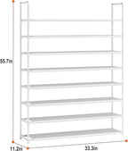 8 Tier Shoe Rack Organizer Large Shoe Storage Rack for Closet Entryway Shoe Holder Space Saving Shoe Shelf Shoe Stand Tall Shoe Tower Metal Shoe Rack Holds up to 32-40 Pairs of Shoes