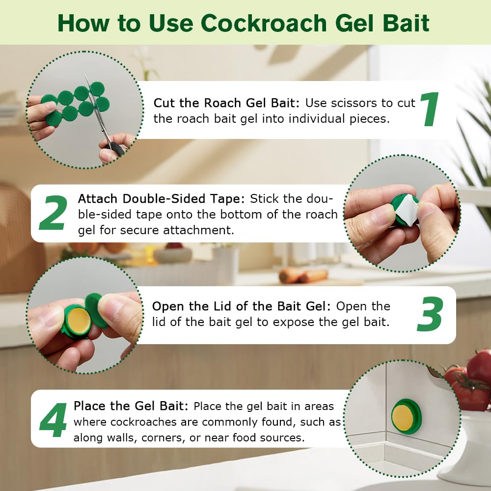 16 Pack Cockroach Gel Bait, Highly Effective Roach Gel Bait Indoor Infestation Solution, Fast Acting Cockroach Killer Indoor Home Kitchen Use, Easy to Apply & No Mess Roach Bait, Long-Lasting