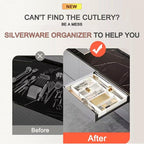 Silverware Drawer Organizer - Expandable Deep Utensil Organizer for Kitchen Drawers(White)