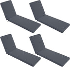Chaise Lounge Cushions Outdoor Set of 4 - Waterproof and Fade Resistant Sun Lounger Replacement Cushions - Patio Lounger Pads with Removable Cover for Pool, Deck, 80 x 26 x 3 Inch, Dark Grey