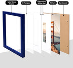 KINLINK 8x10 Picture Frame Navy, Solid Wood Frames with Acrylic Plexiglass for Pictures 4x6/5x7 with Mat or 8x10 without Mat, Tabletop and Wall Display Photo Frame, Set of 4