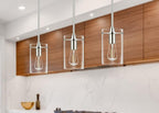 Brushed Nickel Pendant Lights Kitchen Island - Medium Clear Glass Pendant Light Fixture