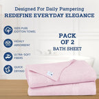 Casa Lino Bath Sheets Set Extra Large - 100% Cotton Extra Large Bath Towels - Highly Absorbent & Quick Dry Oversized Towels for Adults - 60" x 30" - Pack of 2 - (Blush Pink)
