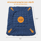 MATBEBY California King Mattress Pad - Cooling Breathable Mattress Topper, Quilted Fitted Mattress Protector, Pillow Top Mattress Cover with 8-21" Deep Pocket, Machine Washable, Navy Blue, Cal King