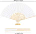 MCEAST 50 Pieces Silk Folding Fan with Bamboo Frames, Handheld Fan Folding Hand Fan Foldable Fan for Wedding Gifts, Party Favors, Home Decoration, White