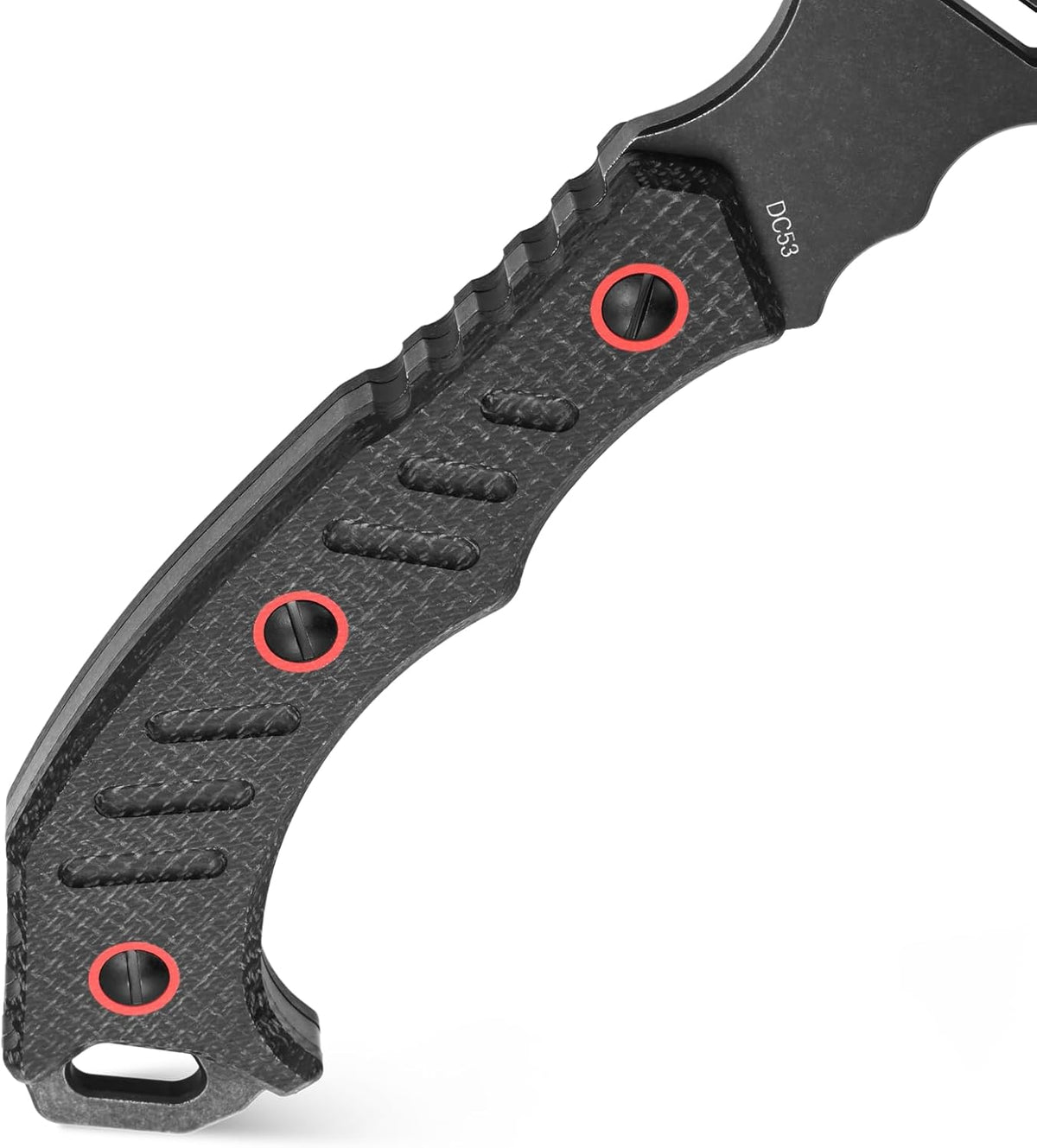 C1391 Camping Axe Camping Hatchet,DC53 Steel Blade with Micarta Handle Survival Hatchets Bushcraft Axe with Kydex Sheaths for Camping Hiking and Chopping Wood(Black)