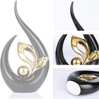 DOVDOV Black and Gold Home Decor, Abstract Ceramic Statue Set of 2 for Home Living Room Shelves, Coffee Tables, Shelves, Dining Table centerpieces