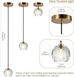 Modern Pendant Light, Brushed Brass Pendant Light Fixture for Kitchen Island, Small Cut Crystal Single Pendant Lighting for Dining Room Bathroom