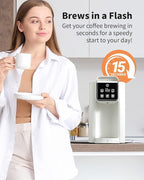 Hot & Iced Coffee Maker with Bold Setting, Single Serve Coffee Maker for K Cup and Grounds, 6-14 Oz Brew Sizes, 50 Oz Removable Water Tank, One Cup Coffee Machine with Reusable Filter, White