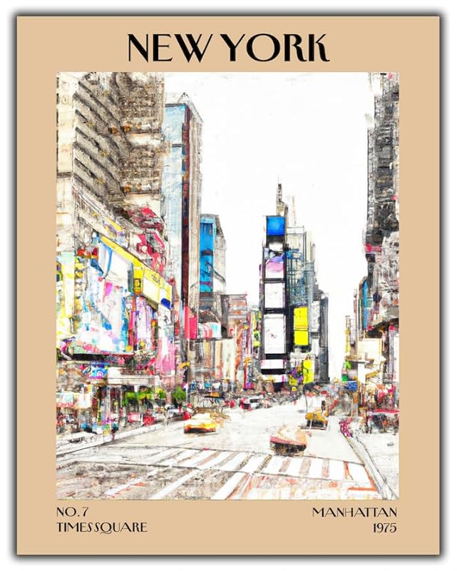 Retro Vintage New York Wall Art Print - 11x14 Unframed Poster - New York City Souvenirs, Cute Trendy Colorful Wall Decor (Times Square, 11x14")