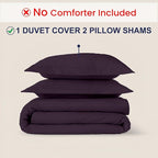 Kotton Culture 3 Pc Twin Size Duvet Cover Set- 100% Egyptian Cotton Sateen 600 Thread Count Ultra Soft Premium Durable Comforter Cover Zipper Closure & Corner Ties (Plum, Twin/Twin XL 68" X 90")