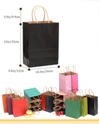 qiqee 100Pcs Large Size Paper Gift Bags with Handles -13"x10.3"x4.6" Kraft Small Party Bags - 16 Solid Colors