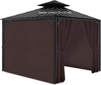 Gazebo Privacy Curtains 10' x 12' with Zipper 4-Panels Side Wall Universal Replacement for Patio, Outdoor Canopy, Garden and Backyard Coffee Brown(Curtain Only)