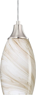 Mini Pendant Lights Kitchen Island Beige Marble Glass Lamp Shade Hand Blown Glass Pendant Light with Brush Nickel Finish Adjustable Cord for Kitchen Over Sink Hallway,Dining Room