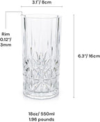 BELLAFORTE Shatterproof Tritan Plastic Tall Tumbler, Set of 4, 18oz - Myrtle Beach Drinking Glasses - Unbreakable Drinking Glasses for Parties - BPA Free - Clear