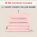 Kotton Culture 3 Pc Queen Size Duvet Cover Set -100% Egyptian Cotton Sateen 600 Thread Count Ultra Soft Premium Durable Comforter Cover Zipper Closure & Corner Ties (Pink Blush, Queen/Full 90" X 90")