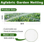 Agfabric Garden Netting Barrier Net, Bird Netting for Garden Trees Vegetable and Plants 6.5'x50', White