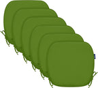 SleepMan Outdoor 17"x16" Chair Cushions with Ties Set of 6, Water Resistant All Weather U-Shape Seat Pads for Patio Garden Furniture Indoor Fade Resistant Patio Cushions (Grass Green)