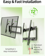 USX Mount Tilting TV Wall Mount Bracket Low Profile for Most 26"-60" LED, LCD, Flat Television, TV Bracket Tilt Mount for VESA 400x400mm- Up to 99lbs, Quick Lock and Release Fits 12" 16" Stud