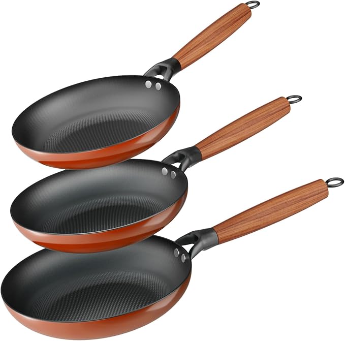 YUTANN Nonstick Frying Pan Set, 8" 10" 12" Ceramic Frying Pans, Pre-seasoned Cast Iron Pan Cookware Set with Removable Handle, Dishwasher Safe, Free of PFAS & PFOA, Compatible with All Stovetops