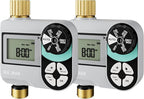 QUOBAS Brass Sprinkler Timer 2 Pack, Programmable Water Hose Timer for Garden Hose Faucet with Waterproof HD Screen, Rain Delay/Manual/Automatic Irrigation Watering System for Garden, Lawn, Yard