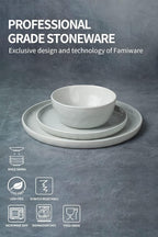 Famiware Mars Plates and Bowls Sets, 24 Pieces Dinnerware Sets, Dishes Set for 8, White