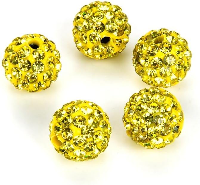 25pcs Adabele Grade A Suncatcher Crystal Rhinestone Pave Loose Beads 12mm Citrine Yellow Polymer Clay Disco Ball Spacers Compatible with Shamballa All Craft Jewelry Making DB12-29