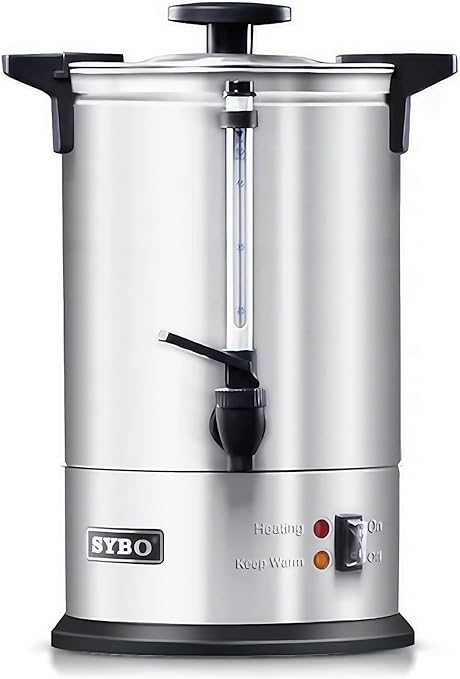 SYBO 120 Cup Commercial Coffee Urn & Hot Beverage Dispenser Stainless Steel Percolate Maker Fast Brew Keeps Warm – Ideal for Tea Water at Events Catering 18 L Metallic