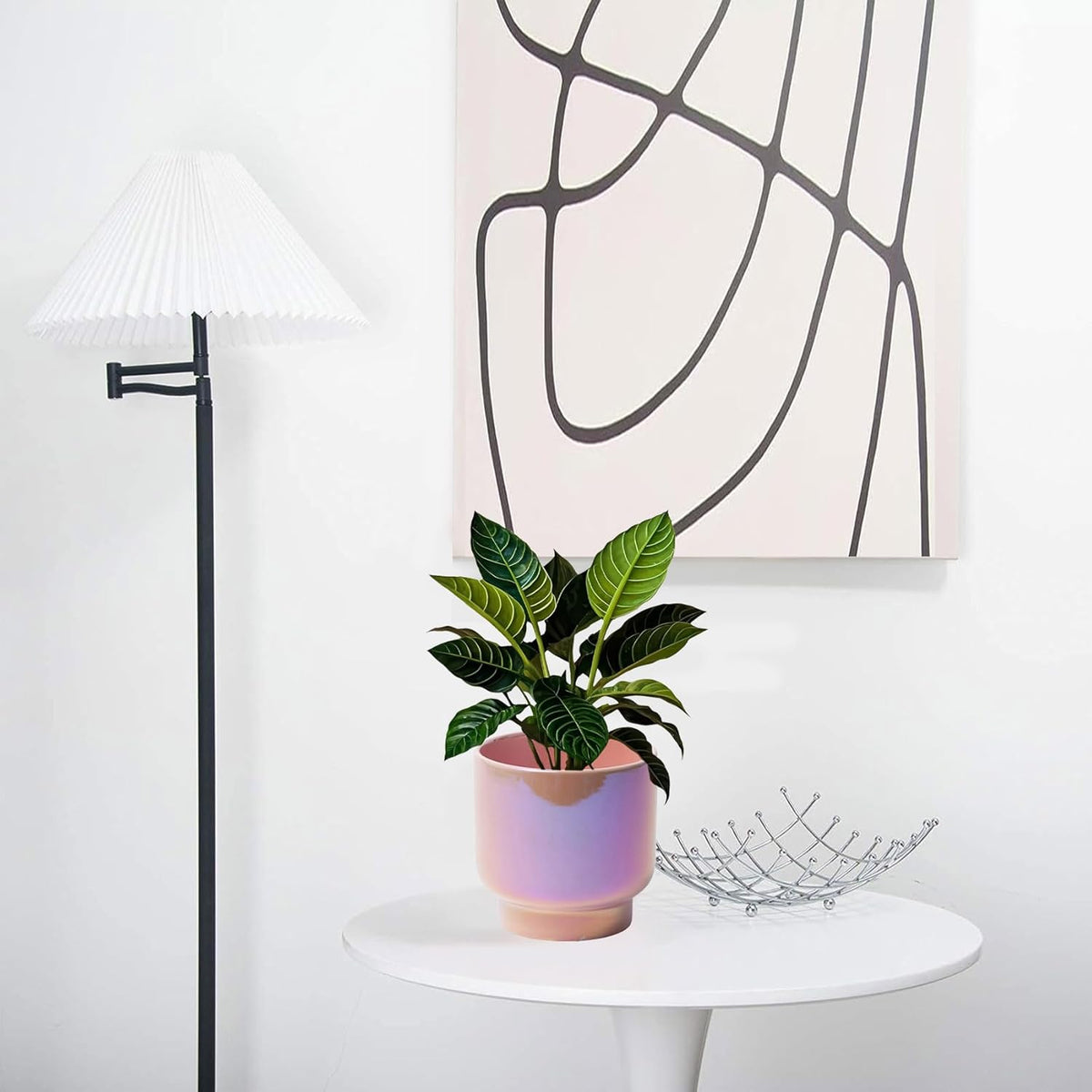 LB Pink Purple Ceramic Planters for Indoor Plants, Succulent Plant Pots Ceramic Plant Pot, Cute Flower Pots for Living Room Office Home Decor, Round Flower Pot of 4.3 Inch(Plant Not Included)