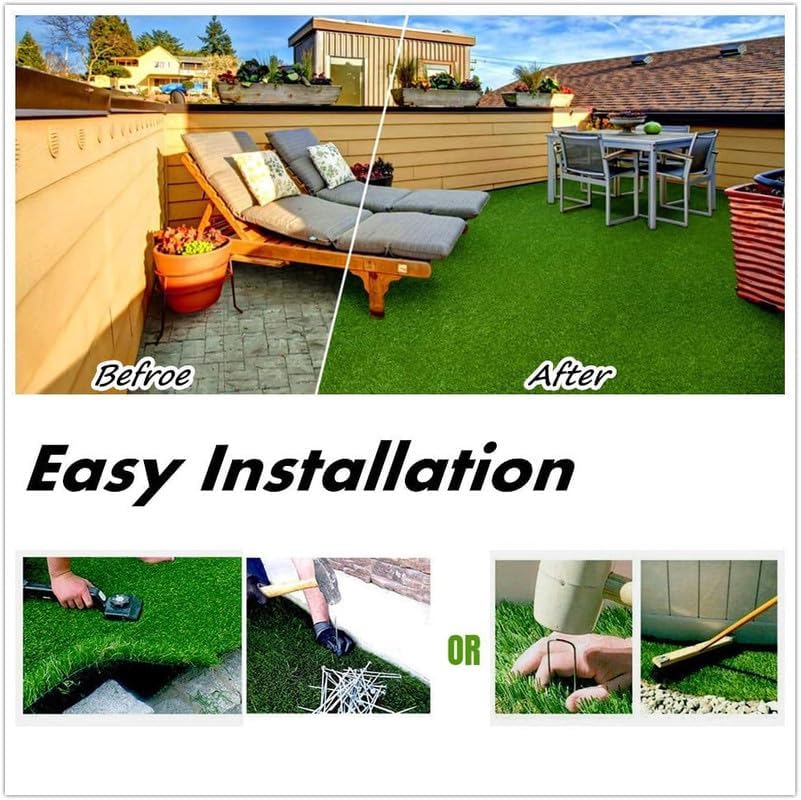 Artificial Grass Turf 15FTx21FT, 1.38" Pile Height Realistic Synthetic Grass, Indoor Outdoor Pet Faux Grass Astro Rug Carpet for Garden Backyard Patio Balcony