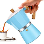 9 Cup Aluminum Moka Pot Classic Stovetop Espresso Coffee Maker 450ml 15oz Coffeemaker Percolator Mocha Pot Greca Coffee Maker Cafe Makers for Italian and Cuban Café Brewing Blue
