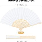 Aneco 24 Pieces Handheld Paper Fans Paper Folding Fans with Bamboos for Wedding Gift, Party, Home, DIY, White…