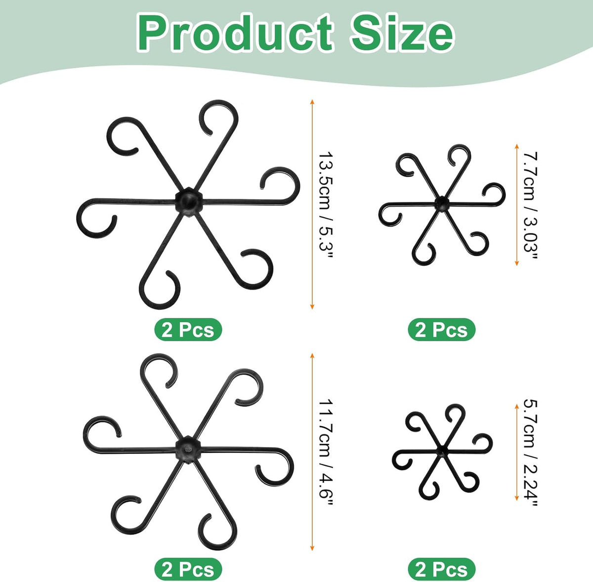 HARFINGTON 8pcs Plant Stem Support 4 Sizes Climbing Houseplant Stem Holder Stakes Reusable Flower Trellis Plant Stand for Outdoor Indoor, Black