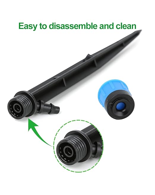 50 Pack Drip Irrigation Emitters Adjustable Irrigation Dripper 360 Degree Full Circle Pattern Water Flow Bubbler with Stake for 1/4 inch Irrigation Hose for Garden Greenhouse