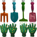 Kids Gardening Tools Set Metal Hand Shovel Mini Garden Tools for Kids, Safe Toy Gardening Tools for Soil Planting Digging Transplanting 6 Pieces