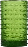 Fortessa Jupiter Beaded Hobnail Glass, 13 Ounce Iced Beverage (Set of 6), Fern Green