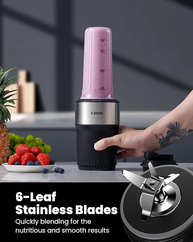 GDOR Blender for Smoothies, 900W Personal Blender with 2 * 24Oz BPA-Free To-Go Cups For Smoothies Milkshakes,and Juices,Healthy Recipe,Black