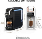 MK-603 Mini Multi Pod Coffee Maker with 9 oz Portable Coffe Cup, Hot/Cold Single Serve Espresso Machine, 4-in-1 Brewer Compatible with K Cup,Nes Original/DG Capsule and Ground,Black